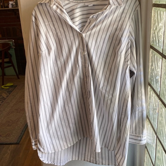 J. Jill pin striped black & white blouse M like new! - Picture 1 of 7
